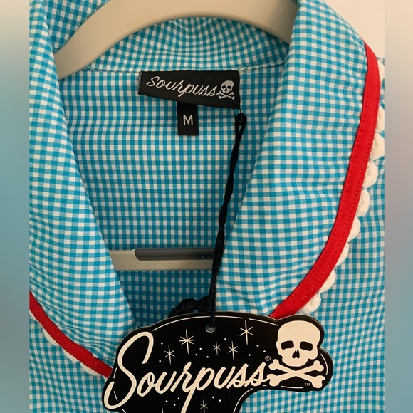 NWT Sourpuss Cherry Pie Gingham Diner Dress Medium - Picture 3 of 10